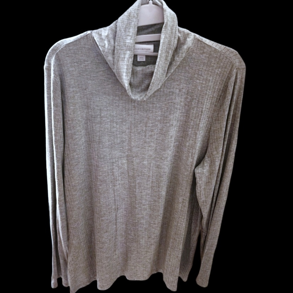 Charter Club Turtleneck Long-Sleeve - Gray Size Large